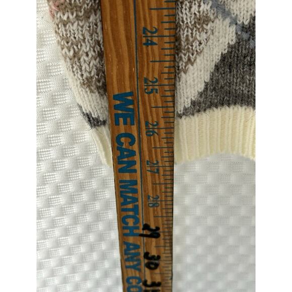 Dana Scott Vintage Argyle Geometric Knit Cardigan 1970s Dad Grandpa Sweater XL - Picture 7 of 8